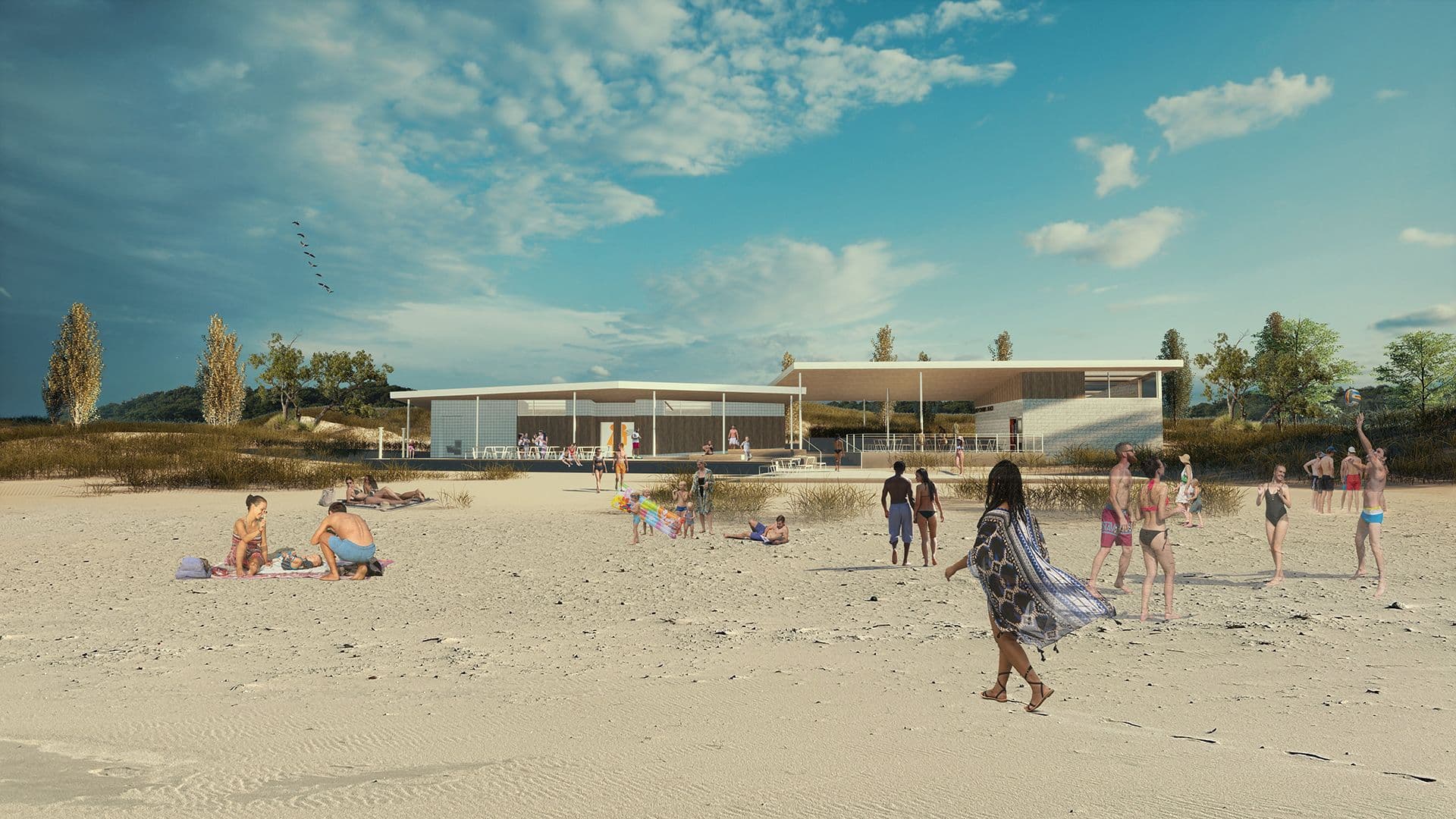 Muskegon State Park Beach House Exterior Rendering